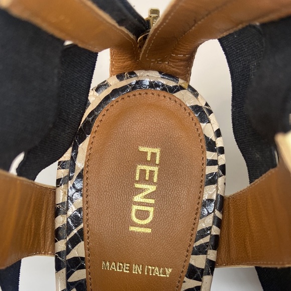 Fendi Carioca Zebra Wedge Sandals Size 38 - Picture 11 of 14